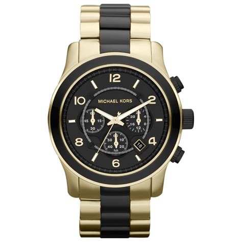 michael kors men's black and gold watch